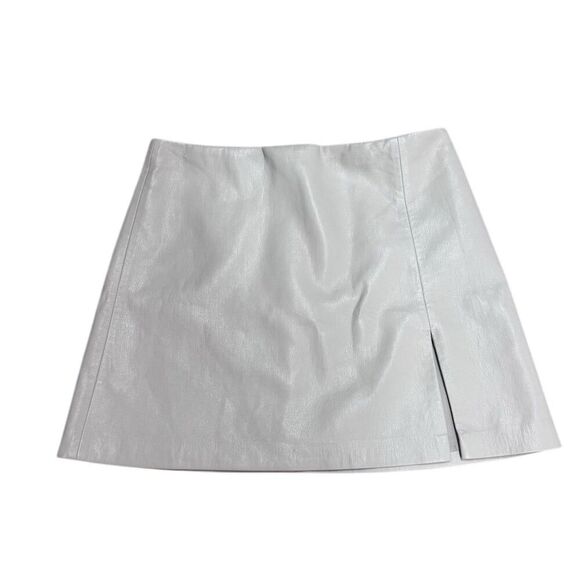 EUC Sunday Best Women's Cream Vegan LeatherMini Skirt Size 10 - Picture 1 of 5